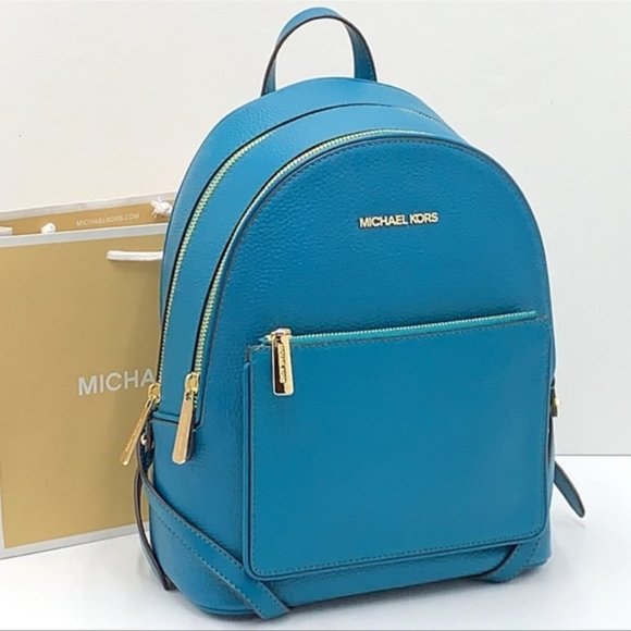 Michael Kors Adina Medium Backpack Leather Lagoon - Picture 1 of 16